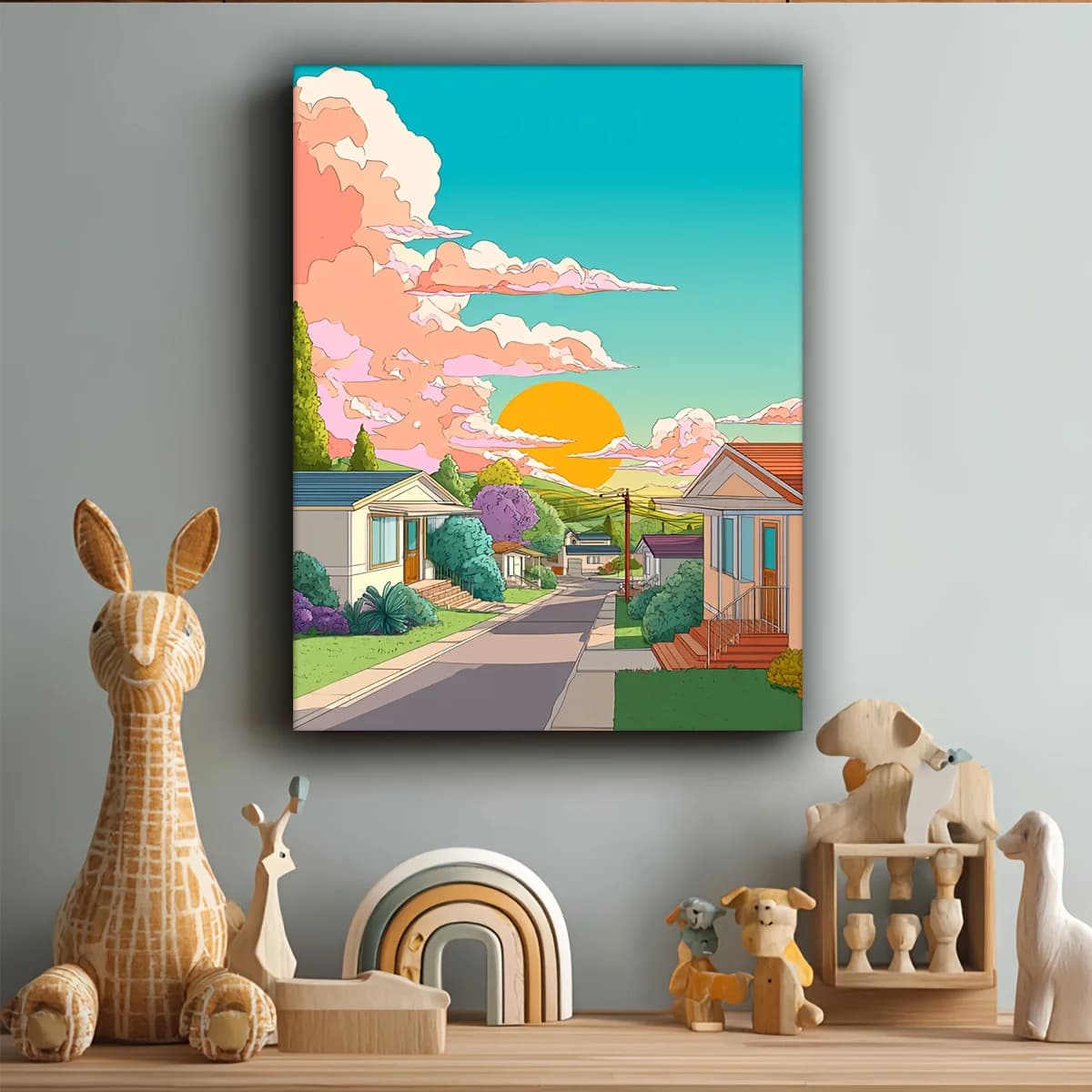 500/1000/1200/2000PCS Puzzle Anime Style House Street Jigsaw DIY Home Wall Decor Family Fun Educational Toys Holiday Gift