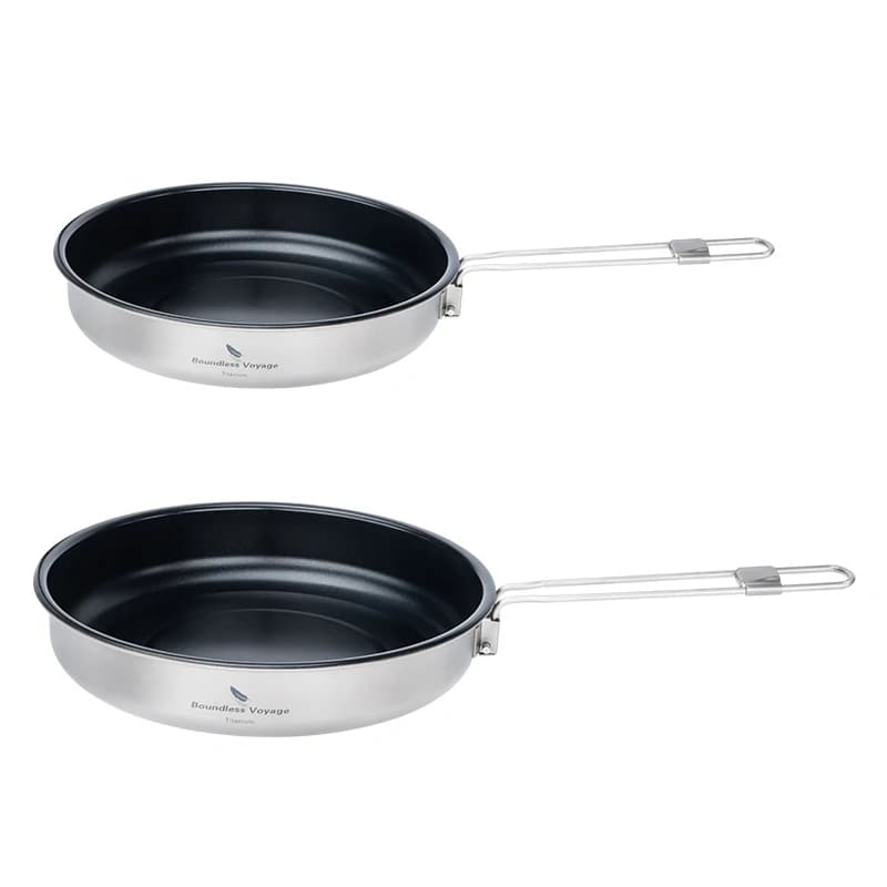 Boundless Voyage non-stick pan in titanium pot outdoor camping pan light folding handle