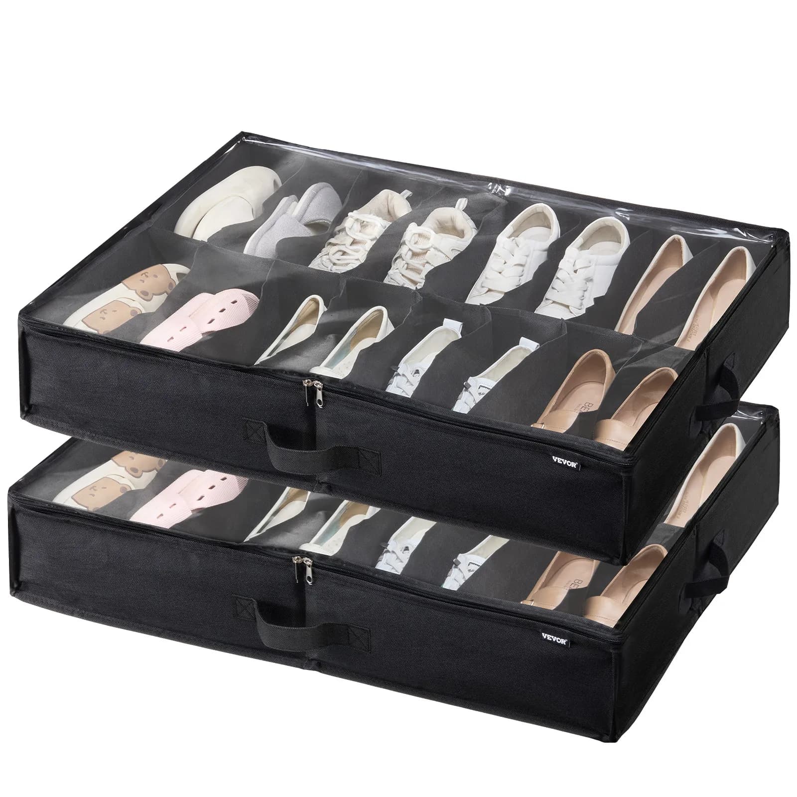 Set di 2 Organizzatori per Scarpe da Sotto il Letto Uimoso, Contiene 32 Paia, Contenitori Grandi