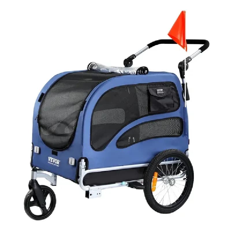 Rimorchio per bici per cani VEVOR, supporta fino a 100 libbre, portabiciclette per carrello per passeggino per animali domestici 2 in 1, telaio per carrello pieghevole facile con sgancio rapido