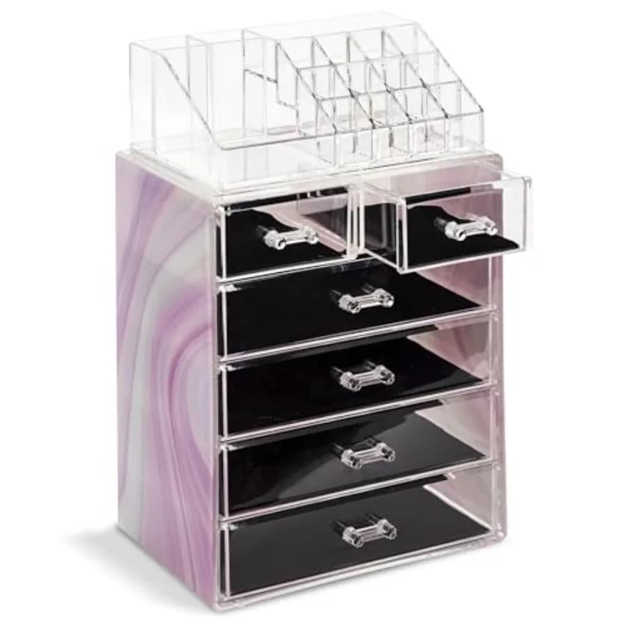 Set Organizer for Cheats in Acrylic with 6 Drawers, Cosmetic Container from Comodino with Large and Small Parts, Organizer for Cheats Tie Dye