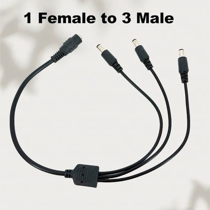 1 femmina a 3 maschi DC Power jack Adattatore Splitter Cavo a 3 vie 5.5mm * 2.1mm 12V Alimentazione per telecamera di sicurezza CCTV striscia led R23