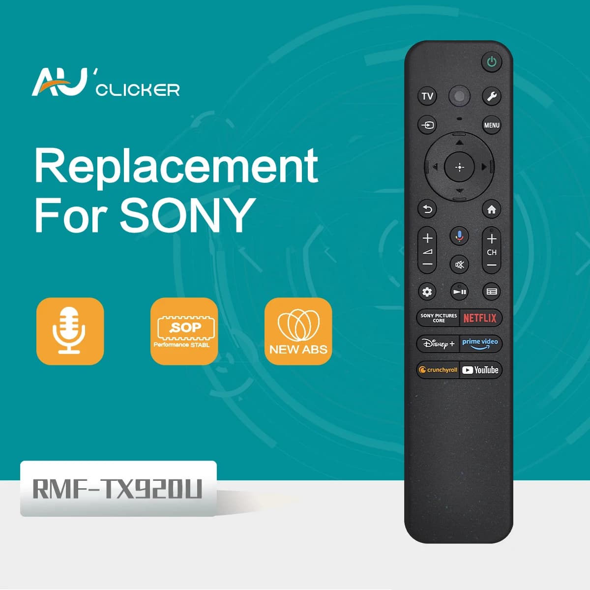 RMF-TX920U Telecomando vocale con telecomando vocale retroilluminato Ricarica USB compatibile con Smart TV Sony 2023-2025
