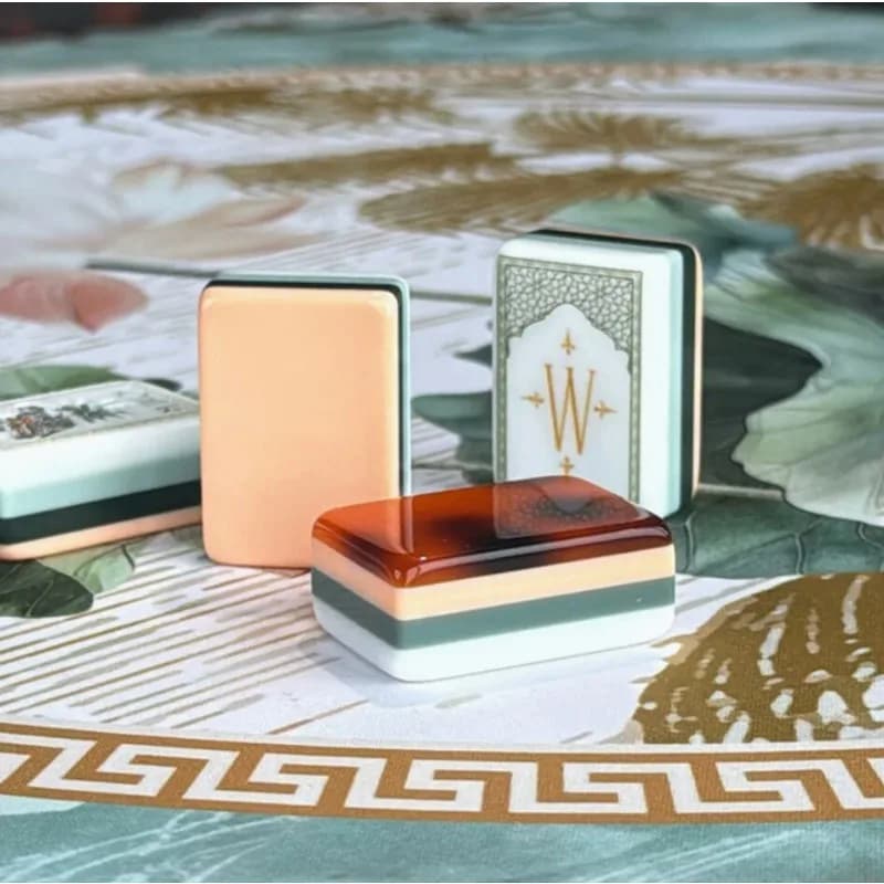 4-Layer engraved American mahjong tiles, 160 tortoise patterns, tortoiseshell white lotus, suitable for social activities