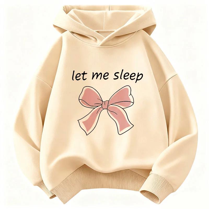 Let Me Sleep Bow Design Hoodie Kids Children's Sweatshirt Hoody for Boys Girls Autumn Winter Casual Hoodies