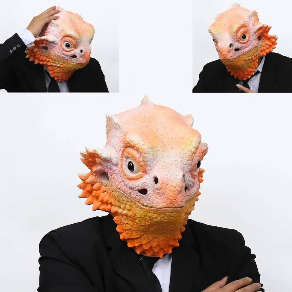 Unique Funny Creepy Cosplay Animal Lizard Head Cover Scary Halloween Mask Full Face Helmet Carnival Christmas Party Costume Prop
