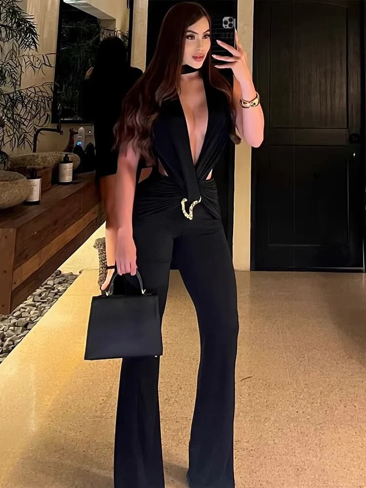 Tuta intera da donna in metallo con dettagli, sexy, arricciata, senza vita, con incroci e cut-out, stile Coquette, per serate notturne, allenamento, Hipster, elasticizzata