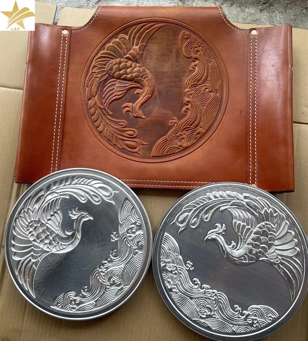 2pcs 3D Phoenix Leather Stamp Mold Mythical Bird Embossing Tool Japanese Style DIY Leathercraft for Wallet Bag Journal Art Decor