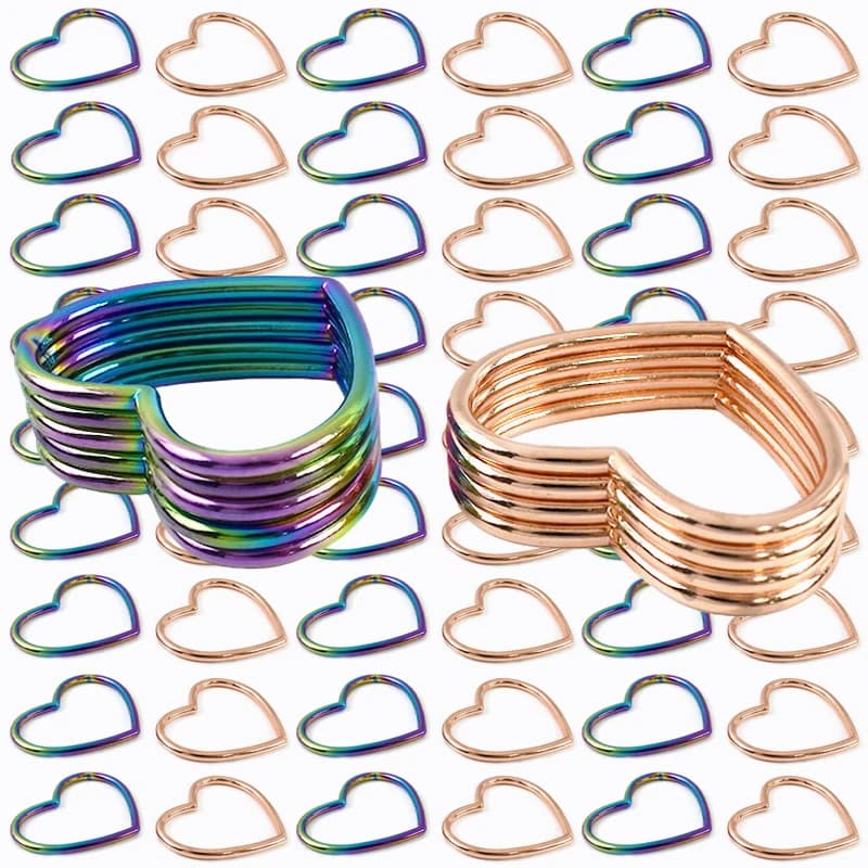 10/20 Pezzi Fibbie ad Anello a Cuore in Metallo, Ganci di Connessione per Cinghie di Borse, Catene per Cappotti, Accessori Hardware Fai da Te per Cucito