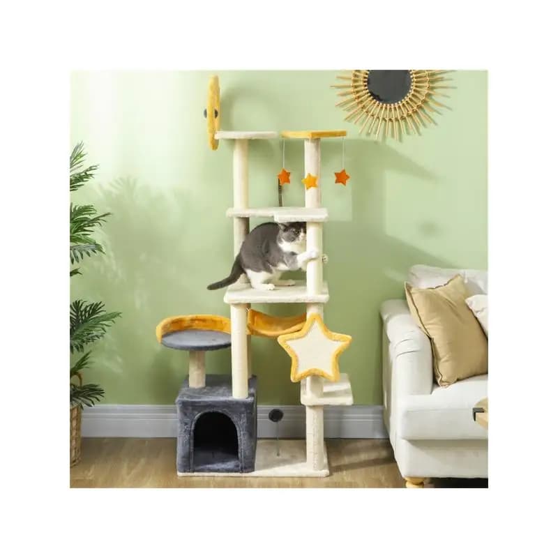 Albero per gatti multilivello con tiragraffi, condomini accoglienti e aree di gioco per gatti e gattini