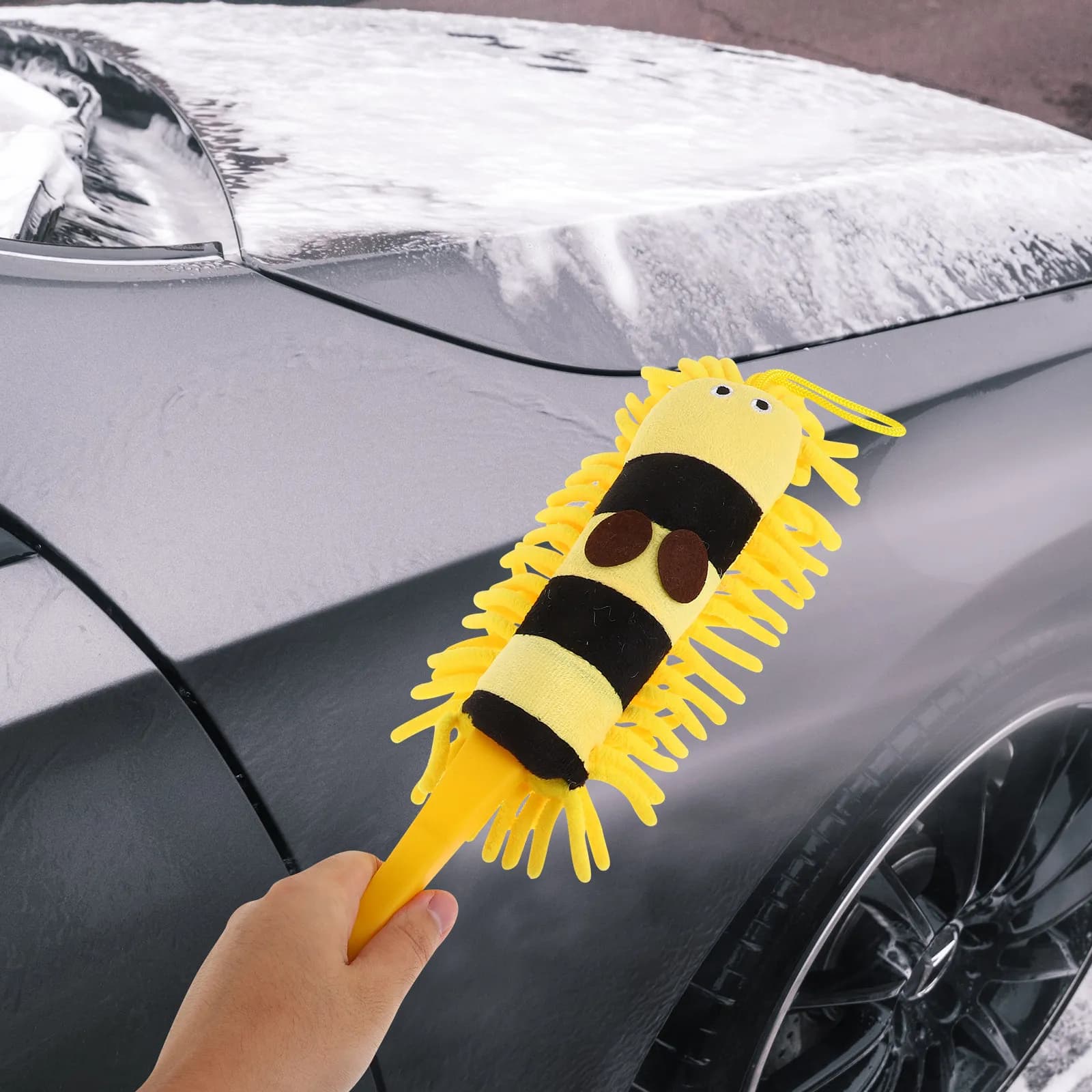 Cartoon Chenille Hanging Car Wash Brush Long Soft Fibers for Dust Removal Vehicle Cleaning Car Detailing Tool Portable Ceiling