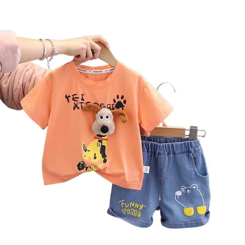 Nuovi bambini estate bambini ragazzi vestiti cartone animato cotone magliette pantaloncini 2 pezzi/set moda infantile casual tuta da bambino 0-5 anni