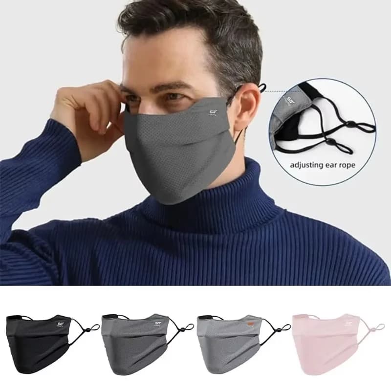 Thin Breathable Mesh Ice-silk Uv Protection Face Mask Sun Resistant Eye Corner Cover Dust Wind Proof For Cycling Driving Outdoor