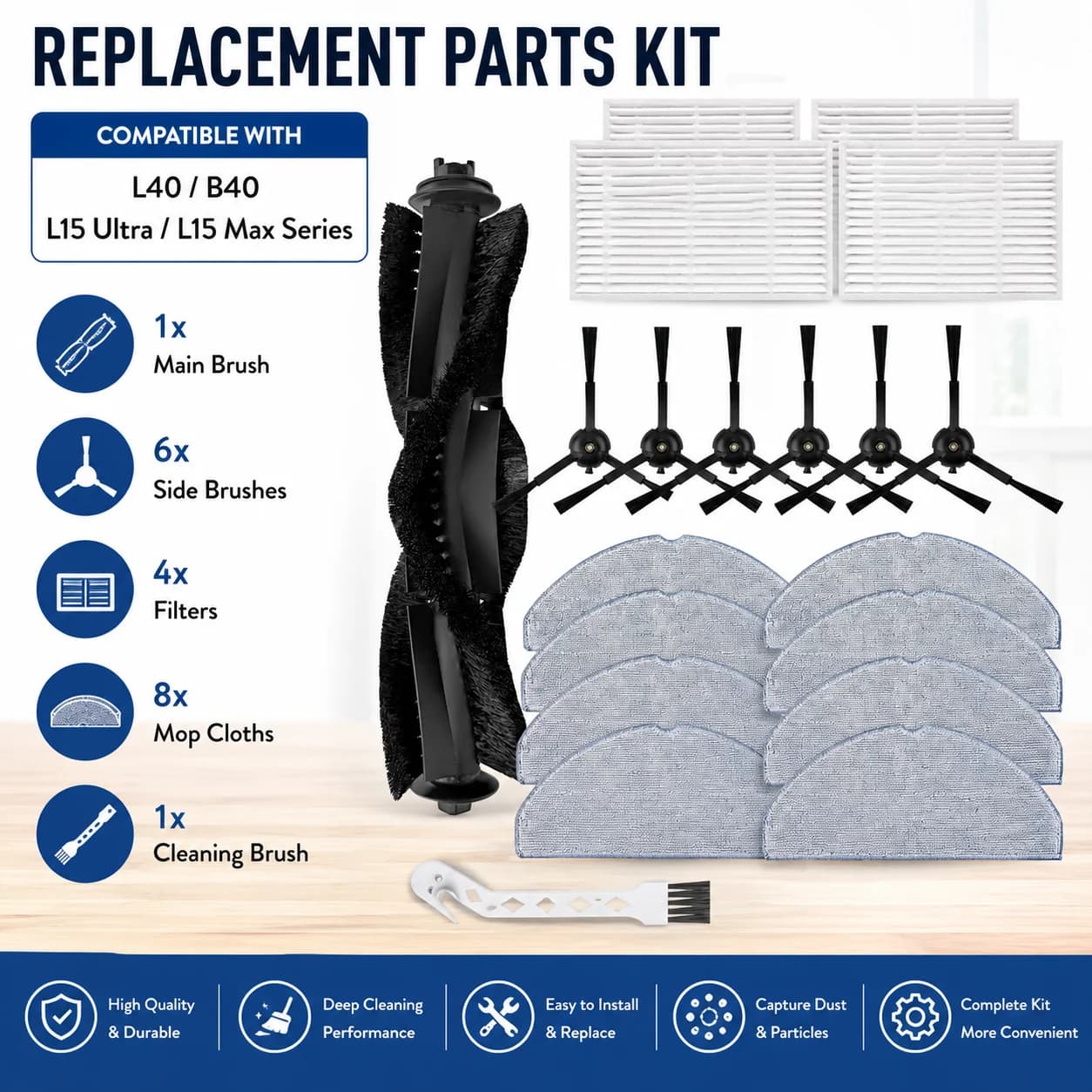 Main Side Brush Filter Mop Cloth Kit For Lubluelu L40/B40/L15 Ultra/L15 Max Cleaning Tools Home Appliance Parts