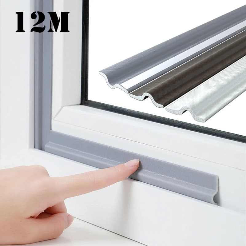 1200cm Draft Stopper Sweep Door Weatherproofing Stripping Window Seal Strip Self-adhesive Soundproof Cuttable Weather