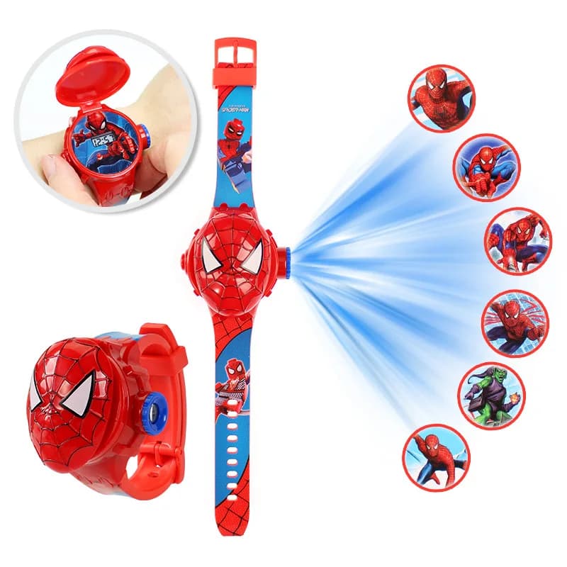 Fashion Cartoon Spiderman Projection Watch for Children Toys Iron man Captain Kids Watches Student Gift Digital Clock