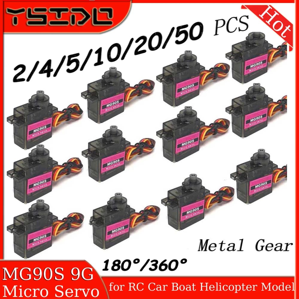 2-50 Pz MG90S 9g Micro Servo Metal Gear 4.8 V-6.0 V per RC Elicottero Aereo RC Barca RC Auto Trex 450 RC Robot Braccio RC Parti Aggiornate