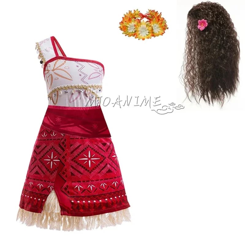 2 Abiti da principessa Vaiana Bambini Natale Festa di Halloween Abito cosplay Abiti fantasia casual6;d'3, h'7.b;