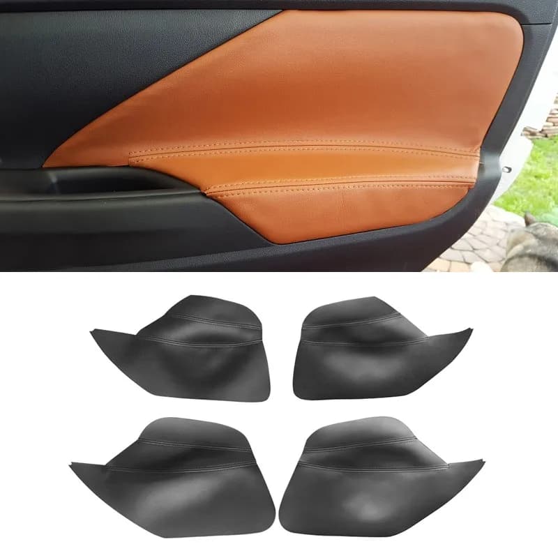Per Mitsubishi Outlander 2014 2015 2016 2017 2018 4 pezzi interni auto in pelle microfibra maniglia pannello bracciolo copertura rivestimento