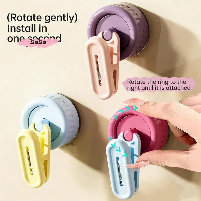 S-Waterproof Rotating Suction Cup Storage Clip No Drill Seamless Hook Glove Hanger Strong Load Bearing Holder Organizer Bath