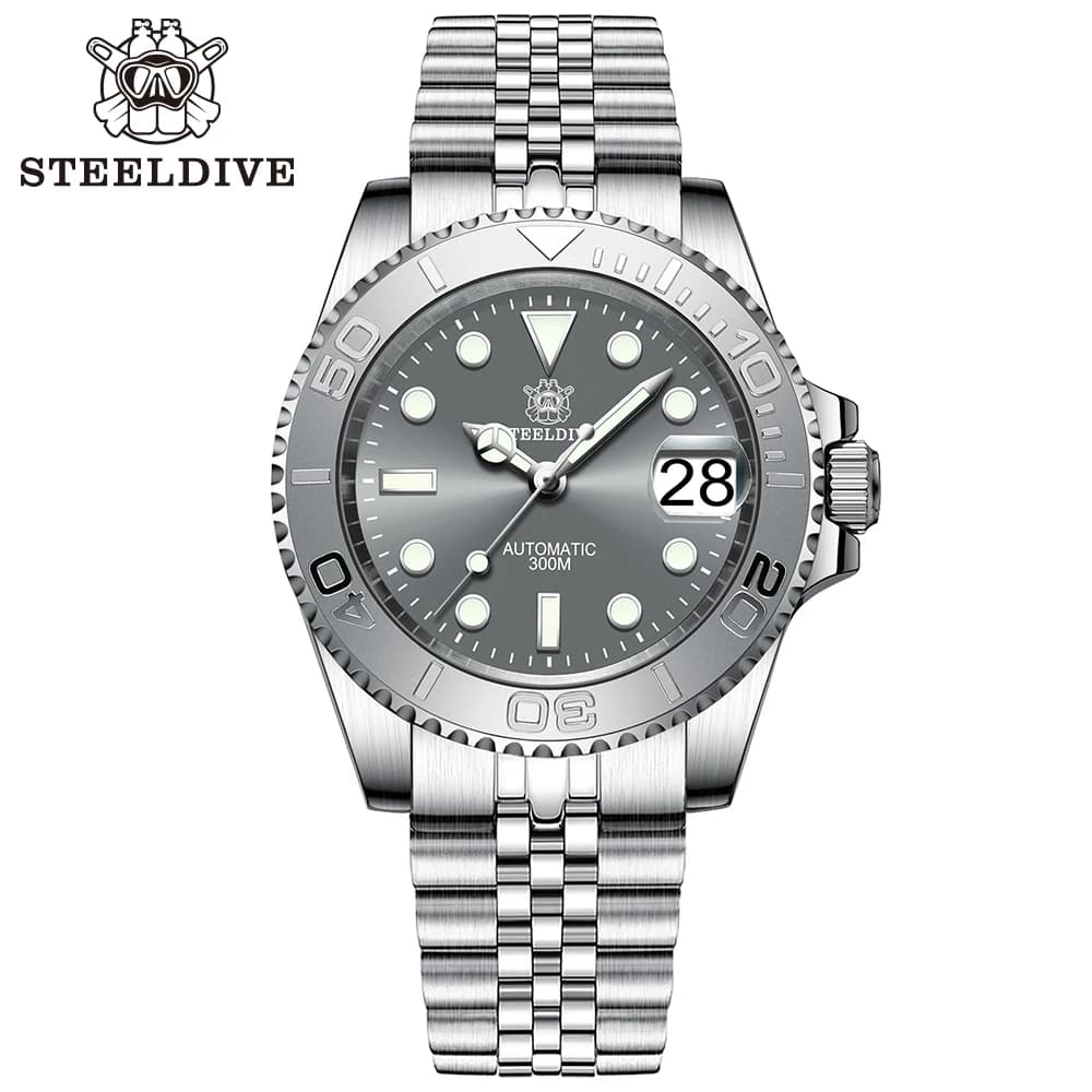 NEW STEELDIVE Grey Water Fantasm Ceramic Bezel SD1953T 300M Waterproof SuperLuminoso 316L Stainless Steel Mechanical Wrist Watch