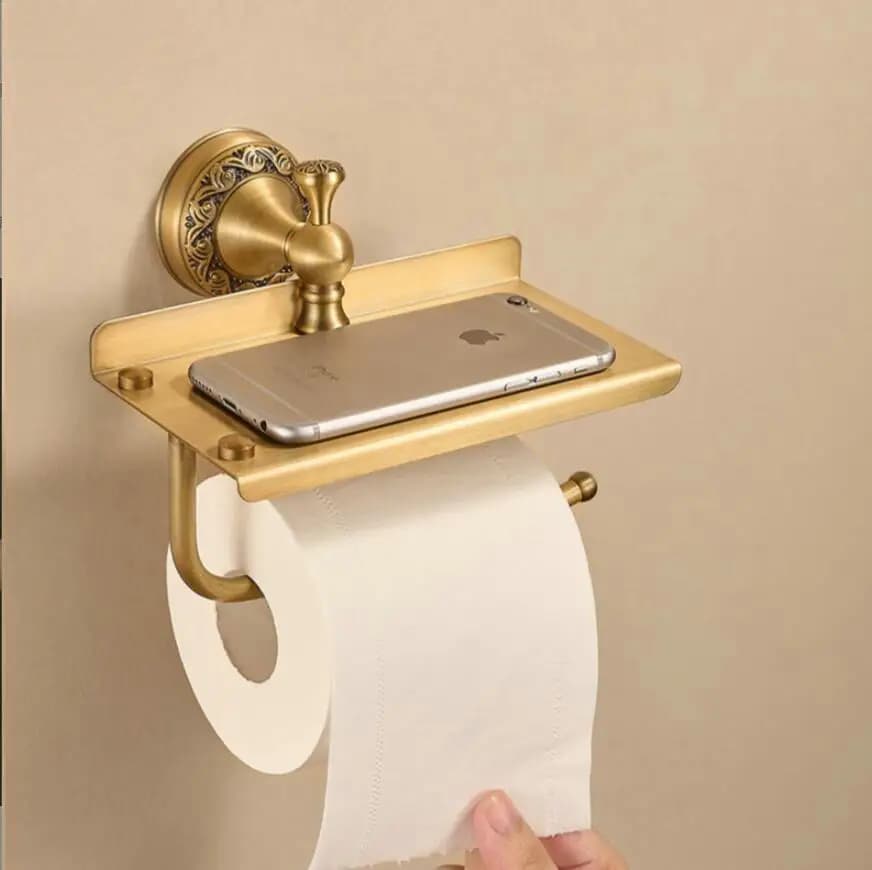 Retro-style toilet paper holder - Pure copper vintage toilet paper stand -