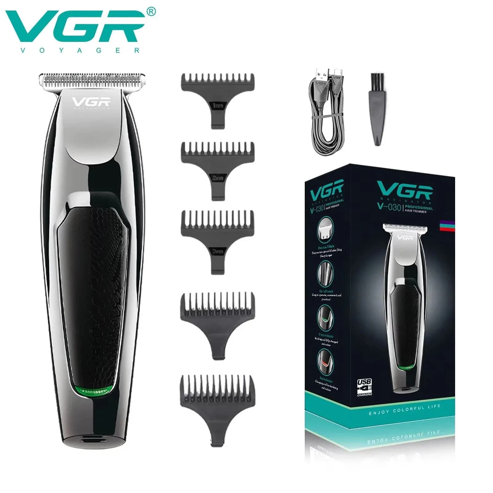 VGR Tagliacapelli Professionale Forcina per capelli senza fili Ricaricabile Regolabarba Macchina da barba per uomini V-030