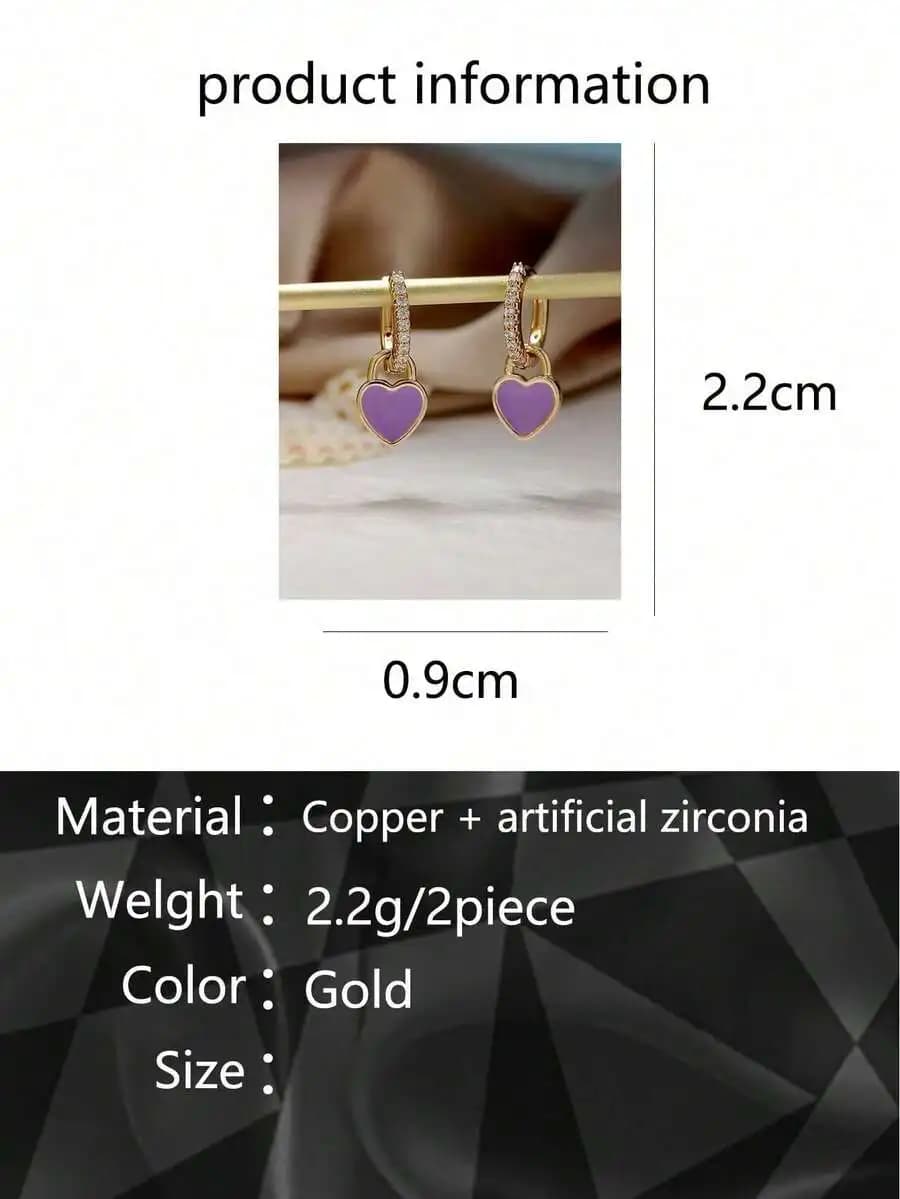 1 Pair Minimalist Micro-Inlaid Pink Heart Reversible Earrings
