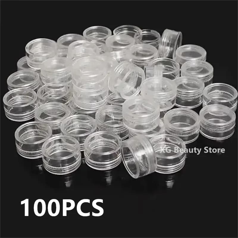 50/100 pz 2.5 ml Bottiglie Cosmetiche Contenitori Vaso Trasparente Campione Barattolo di Crema Trasparente Per Le Arti Delle Unghie Piccolo Trasparente Può Tin Per Balsamo