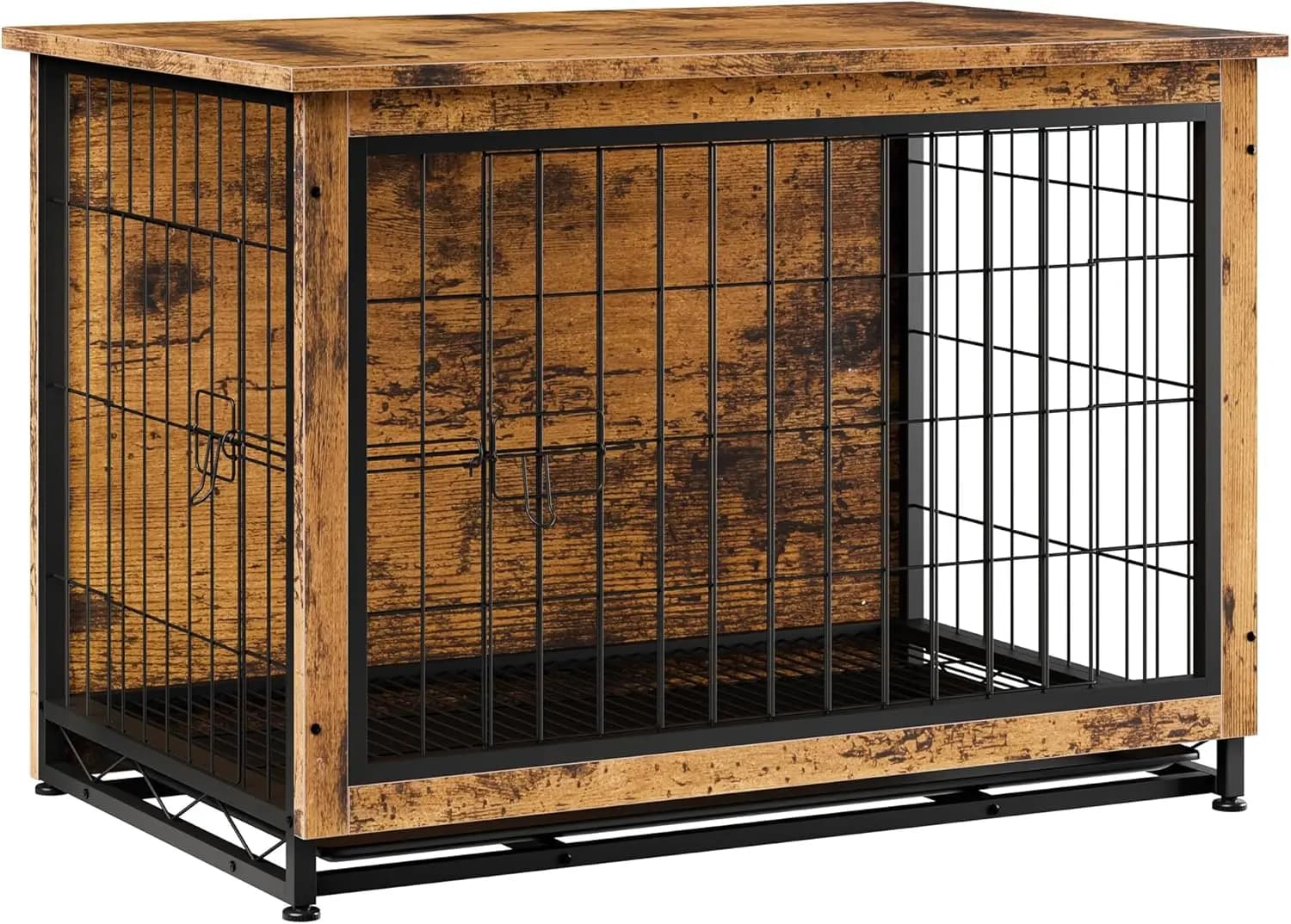 Mobile per Cani in Legno Moderno, Cuccia Robusta con Vassoio Rimovibile e Doppie Porte, Tavolino Laterale Marrone Rustico