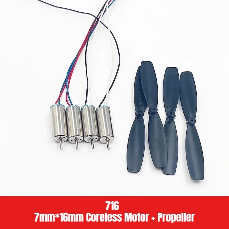 4pcs 716 7mm*16mm Coreless Motor with Propeller 2CW+2CCW DC 3V 3.7V 55000RPM Ultra-High Speed for RC Drone Quadcopter