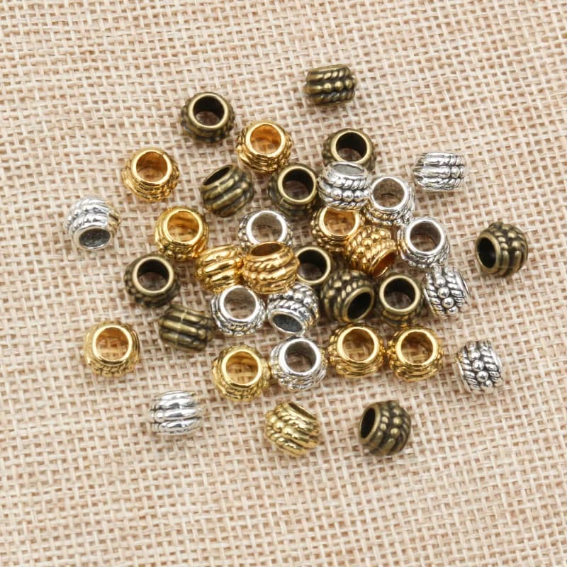 8x6mm 30pcs Dimensioni del Foro 3.7 millimetri Antico Oro Argento Bronzo Placcato Palla A Mano di Fascini Dei Monili Del Pendente che fanno per la Collana Del Braccialetto