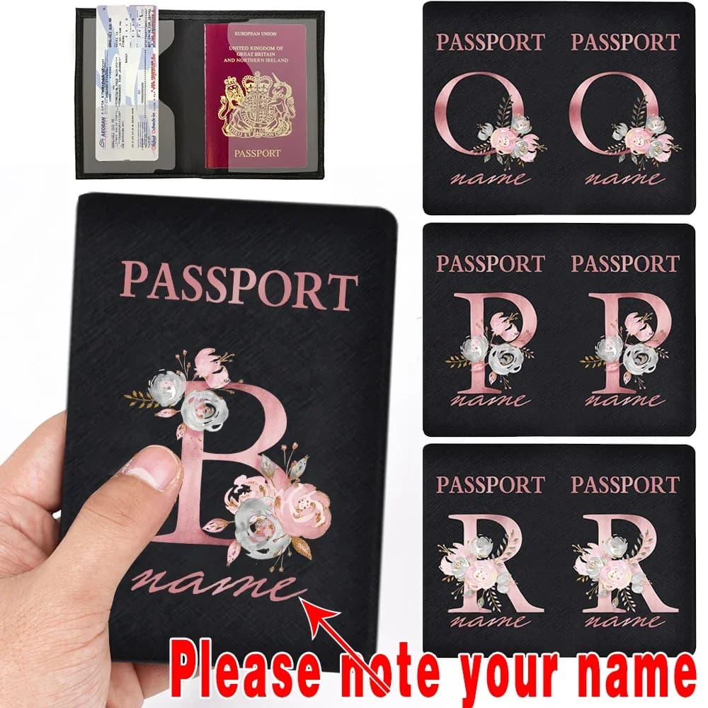 Personalizza nome Copertina per passaporto Porta passaporto da viaggio per matrimonio Copertina identificativa Moda unisex Regalo di nozze Lettera Custodia in pelle da lavoro