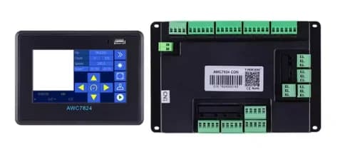 Sistema di controllo touch screen laser CO2 CCD AWC7824 a doppia testa con precisione di incisione e taglio di 0,01 mm, sostituisce