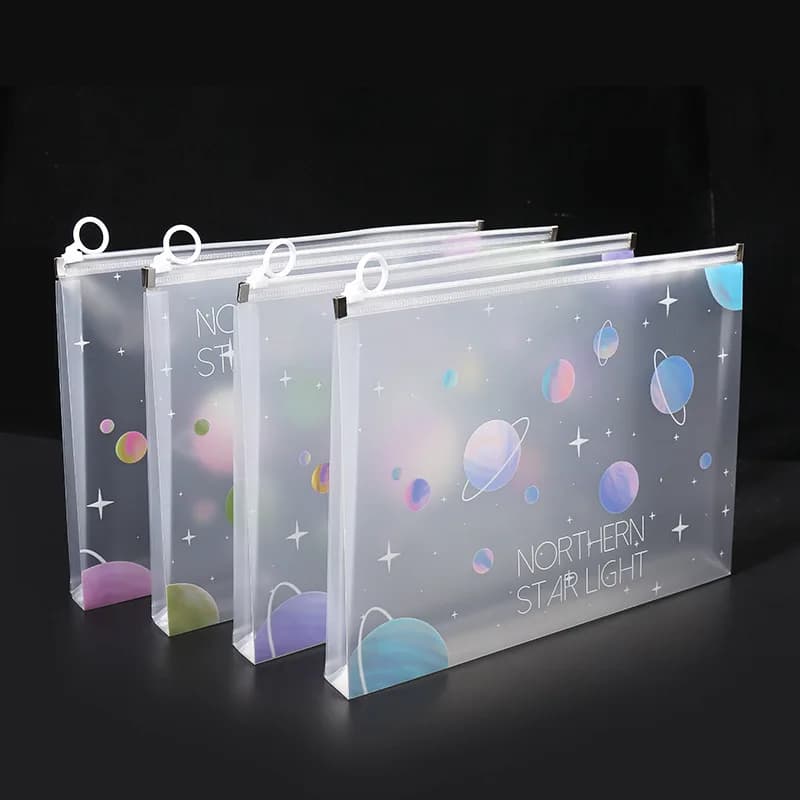 4/12pcs A4 Spazio Cerniera Cartella File Bag Pouch Sakura Borsa di Immagazzinaggio di Cancelleria per la Scuola Forniture Per Ufficio Organizzatore di Stoccaggio Del Fumetto