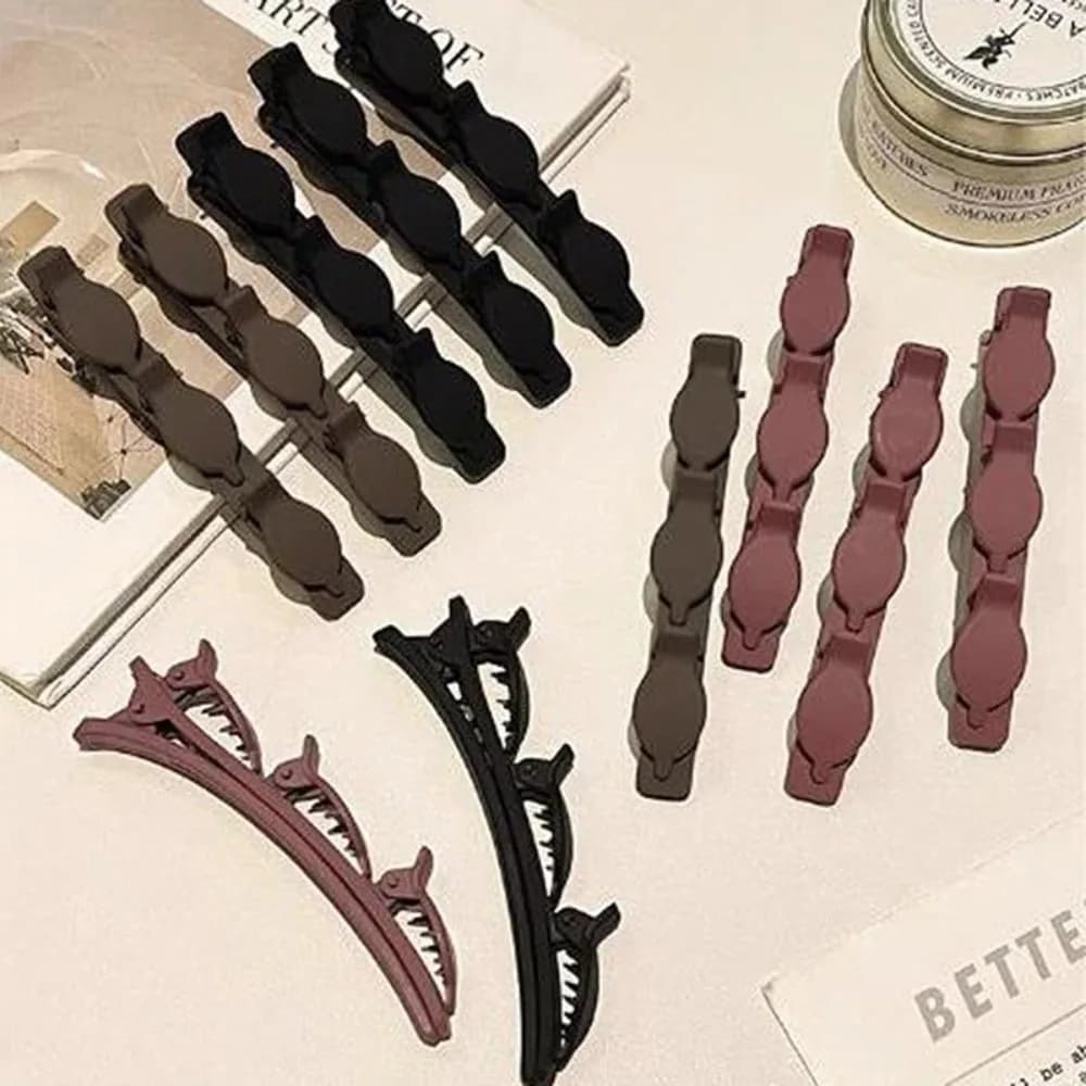 Solid Color Braided Hair Clips Double Layer Korean Style Flocking Barrettes Broken Hair Fixed Lazy Styling