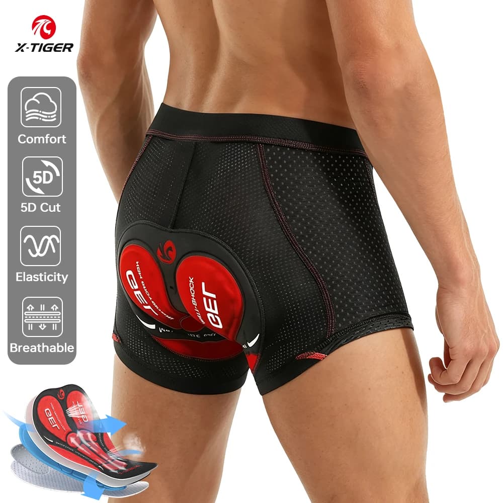 X-TIGER 5D shockproof mountain bike shorts in breathable mesh padded in men's gel