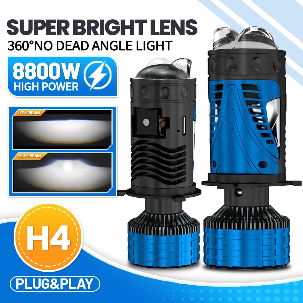 Proiettore Bi-LED 8800W con lente H4, lampadine LED per fari auto 15600000LM CANBUS Turbo, lampadina auto H4 abbaglianti e anabbaglianti, lampadine fendinebbia 12V