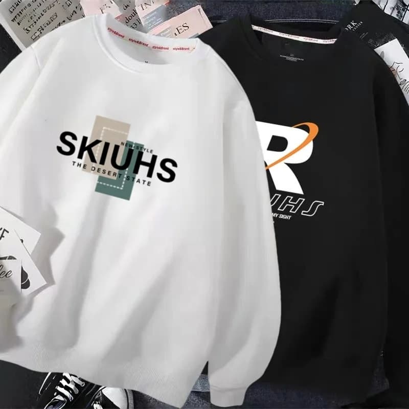 Felpa con Cappuccio a Maniche Lunghe da Uomo Stile Americano, Casual Sportiva Primaverile Autunnale, Pullover Girocollo di Tendenza, Top Giovanile alla Moda