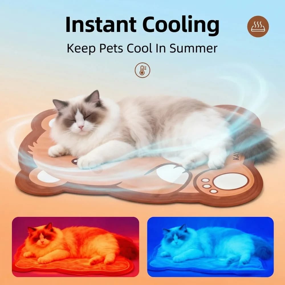 Pet Summer Cartoon Bear Water-Injected Ice Pad Self-Cooling Mat for Cats Small Dogs Non-Slip Wear Chew Resistant Cushion Mat