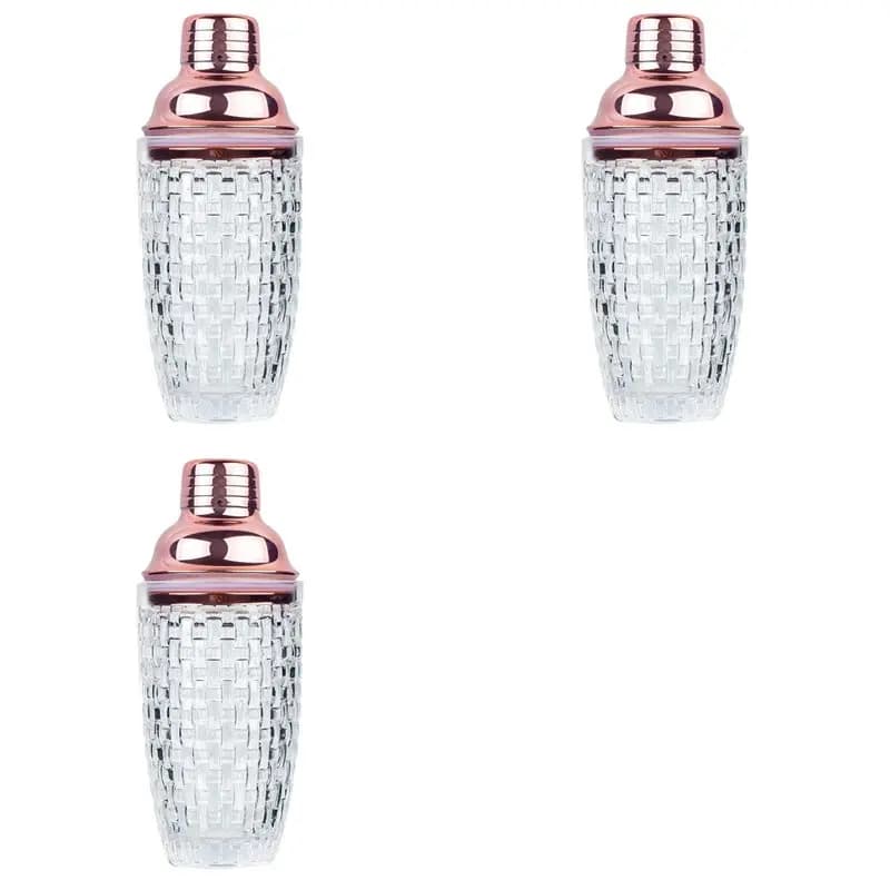 A008 Set shaker per cocktail in vetro 3X 13 Oz - Shaker in vetro per cocktail, shaker per bevande Shaker per cocktail e cocktail in oro rosa