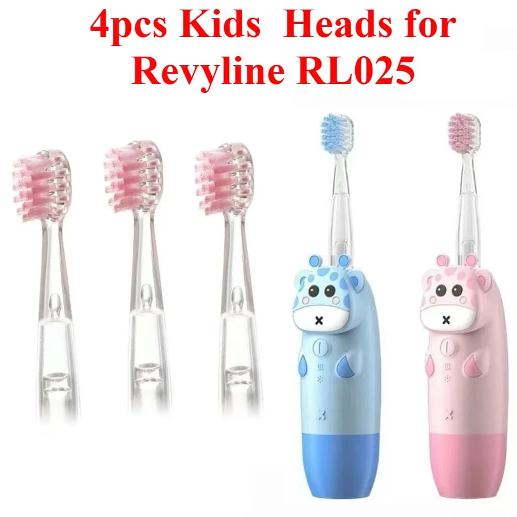 4 Pezzi Testine di Ricambio per Spazzolino Elettrico per Bambini Revyline RL025/LANBEIBEI LB-L01, Accessori Regalo, Ugelli e Setole
