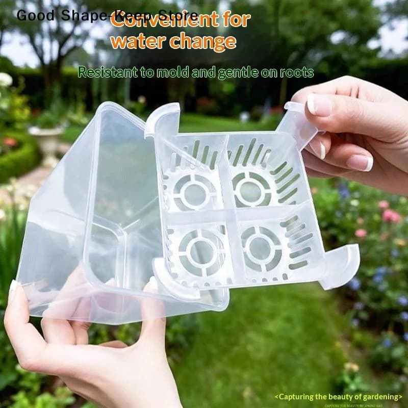 Hydroponic Containers Landless Flower Jar Home Decoration with Breathable Support Basket Hydroponic Vase for Tulip Seeds 4 Holes