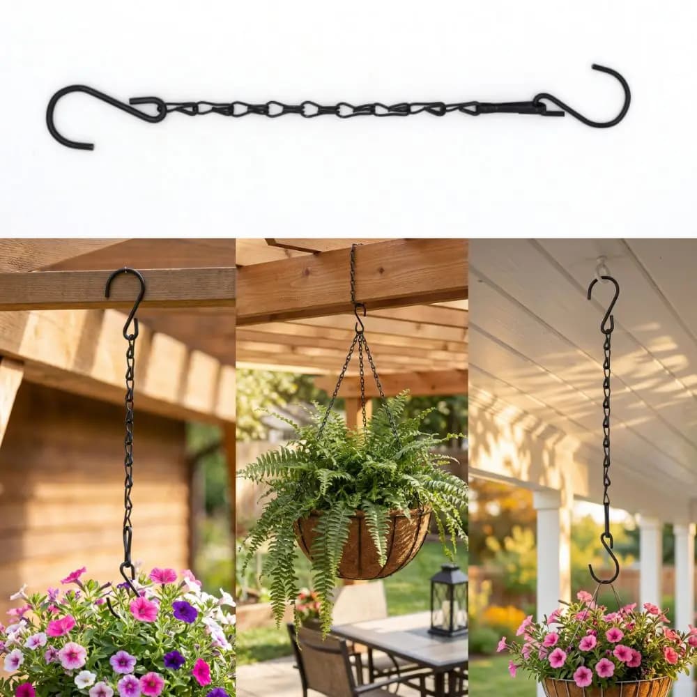 10Pcs Twisted Double Hook Hanging Baskets Chains 25cm Durable Plant Hanging Chains Adjustable Iron Flower Pot Hanger Chain