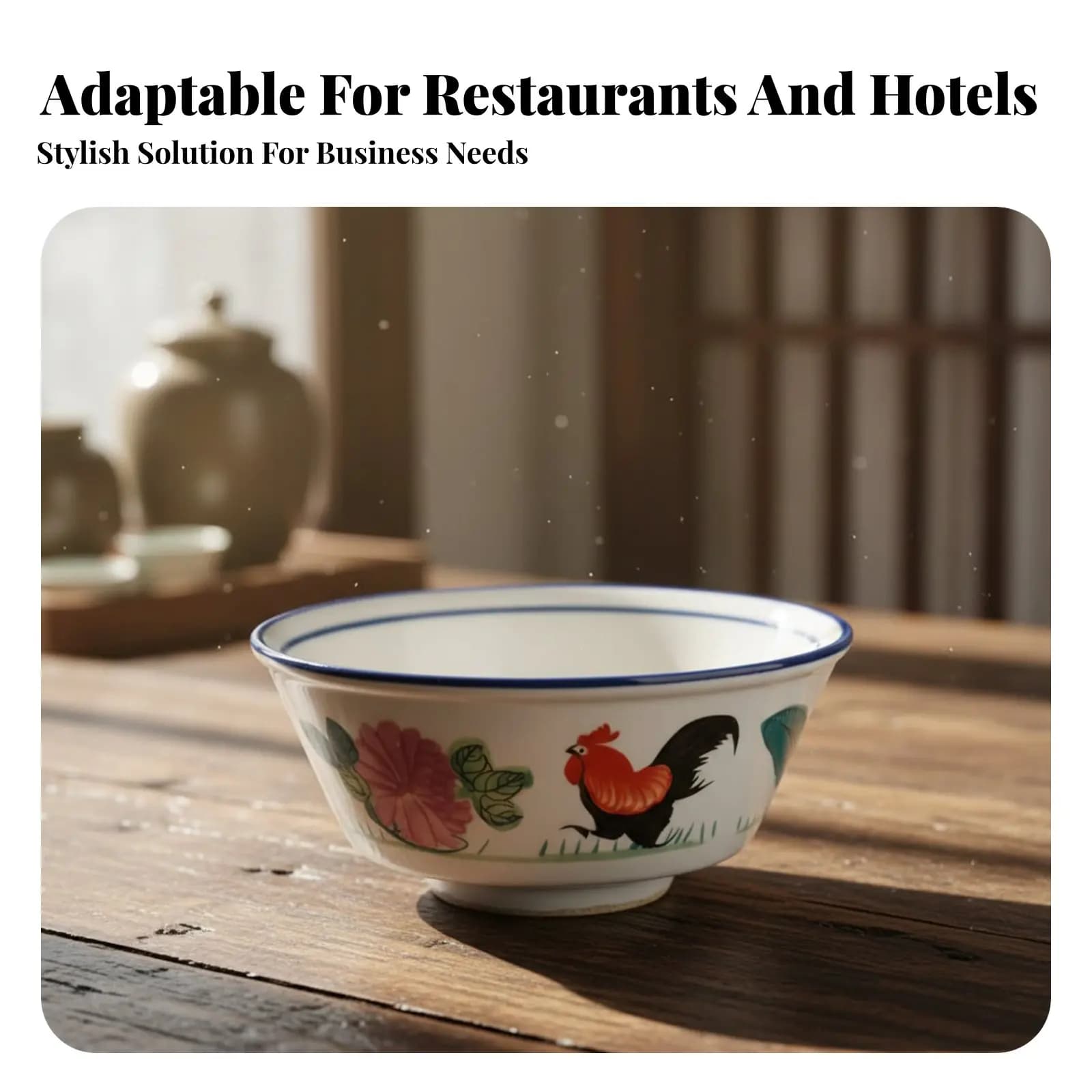 Set of Vintage Ceramic Tiles in Gallo Shape, Bowls and Plates for Restaurants, Hotel, Hot Pot