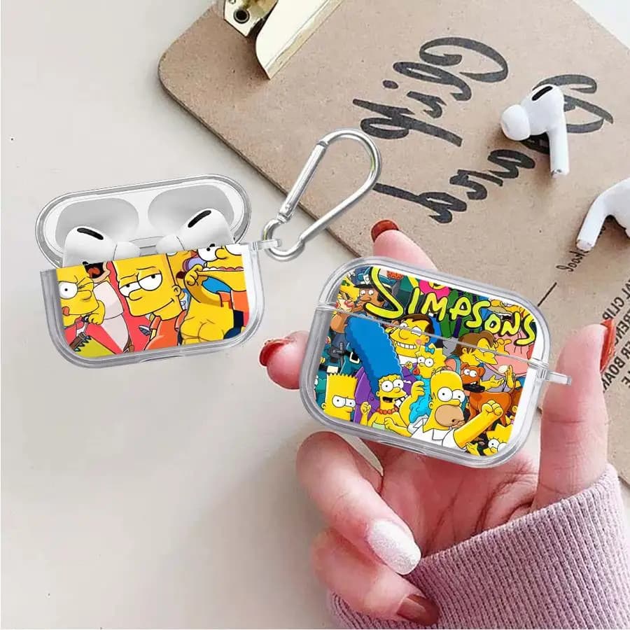 Custodia Homer simpatico personaggio dei Simpson per Airpods 1 3 2 Pro Pro3 Pro2 4, cover trasparente per auricolari