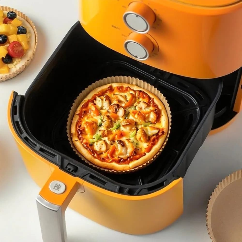50 Pezzi di Teglie Rotonde Usa e Getta per Pizza, Multi-misura, Antiaderenti, Resistenti al Grasso, Carta da Forno per Friggitrice ad Aria e Microonde
