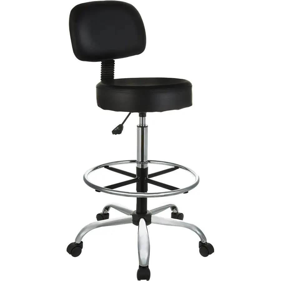 Sgabello da bar regolabile multiuso AmazonBasics con poggiapiedi e ruote, nero