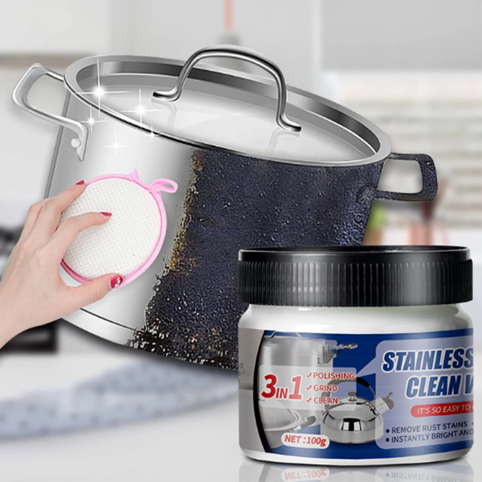 Pasta detergente in acciaio inossidabile ingredienti sicuri detergente Non infiammabile adatto per macchie di accessori in ferro