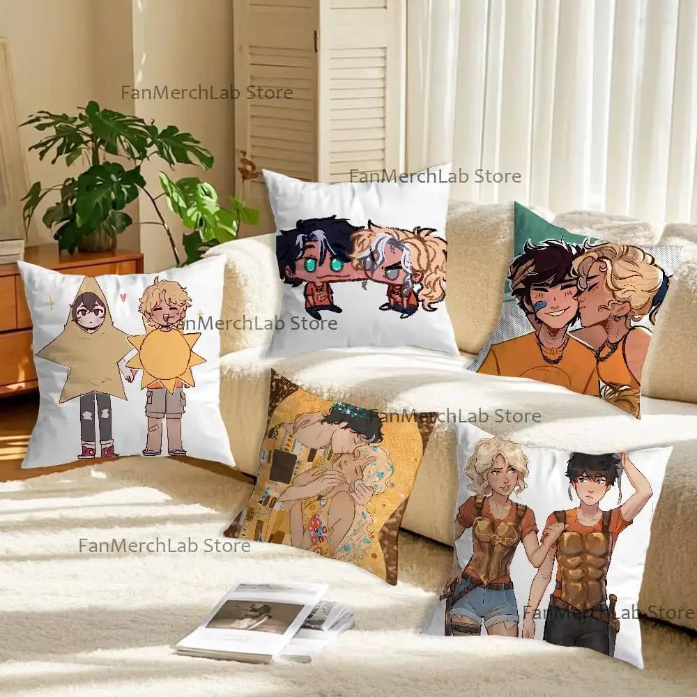 Federa per cuscino Cartoon P-Percabeth Fanart, tessuto ultra morbido e delicato sulla pelle, comfort simile a nuvole e cerniera nascosta